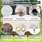 Heavy Duty Patio Furniture Covers Waterproof, 600D Round Outdoor Furniture Cover Waterproof for Sectional Sofa Couch, Outdoor Dining Table and Chair Set Covers 84"DIA x 28"H, Beige Brown