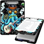 Clipboard with Storage, High Capacity Plastic Storage Clipboard with Pen Holder for for Women Teachers Work, School & Office Supplies, Cute Pattern Decorative Clipboards, Octopus Plays Guitar