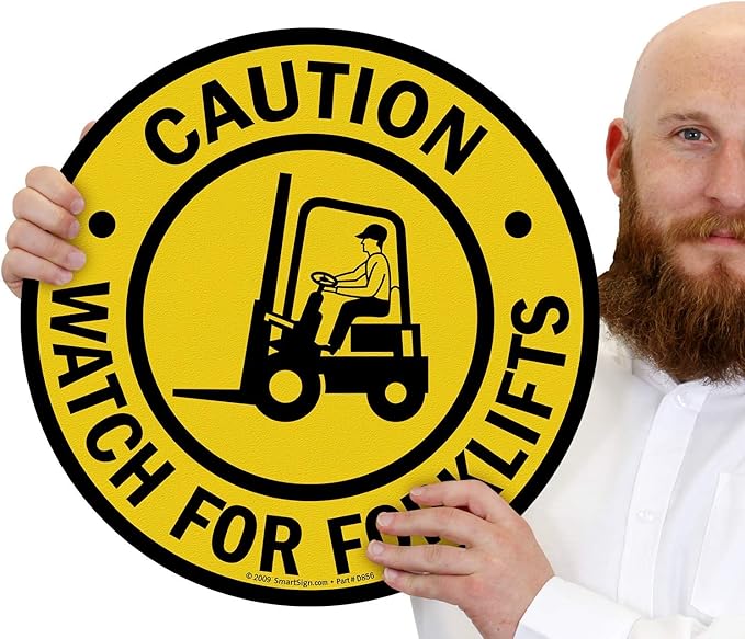 SmartSign - SF-0098-FO-17 "Caution - Watch For Forklifts" Anti Slip Adhesive Floor Sign | 17" x 17" Black on Yellow