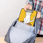 Clipboard with Storage,Storage Clipboard with Pen Holder,Heavy Duty Plastic Storage Clipboard with Low Profile Clip, Clipboard Folder, Teacher Must Haves, Office Supplies,Cat on Wooden