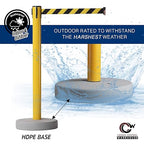 Crowd Control Warehouse - CCW Set of 2 Retractable Belt Barrier Stanchion, Water Fillable Base MSH630-11 Foot Belt, Yellow with Black PVC Plastic Post