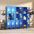 3 Doors Locker for Employees, Metal Locker Storage Cabinet for Home Office School Gym, Lockable, Require Assembly(Blue)