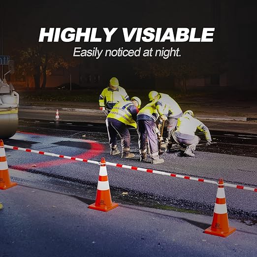 RoadHero 4 Pack 4 FT to 6.9 FT Retractable Cone Bar, Expandable Traffic Cone Bars for Parking Lots, Extendable Barricade for Road Construction, White and Red, Cone Not Included