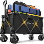 Wagon Carts Foldable 420LBS Weight Capacity Collapsible Wagon with Big All-Terrain Wheels, Heavy Duty Beach Wagons Cart with Cup Holders for Camping, Garden, Sports, Grocery pcs