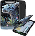 Clipboard with Storage Box & Pen Holder,Heavy Duty Clip Boards 8.5x11 for Nursing,High Capacity,School & Office Supplies,Starry Leopard