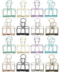 16 Pcs Hollow Binder Clips - 8 Colors Skeleton Design Paper Clamps for Office School Home Use, Organize Documents Files Notes(M,1.3x1.5in)
