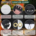 Heavy Duty Patio Furniture Covers Waterproof, 600D Round Outdoor Furniture Cover Waterproof for Sectional Sofa Couch, Outdoor Dining Table and Chair Set Covers 84"DIA x 28"H, Black
