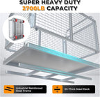 2IN1 Steel Panel Cart Dolly – Heavy Duty Drywall Lumber Truck Cart with 3000 LBS Capacity, 44 x 28 Inch 2.2MM Steel Plate, 6" Swivel Brake Wheels, 1 Front & 3 Side Handrails (X Large with Cage)