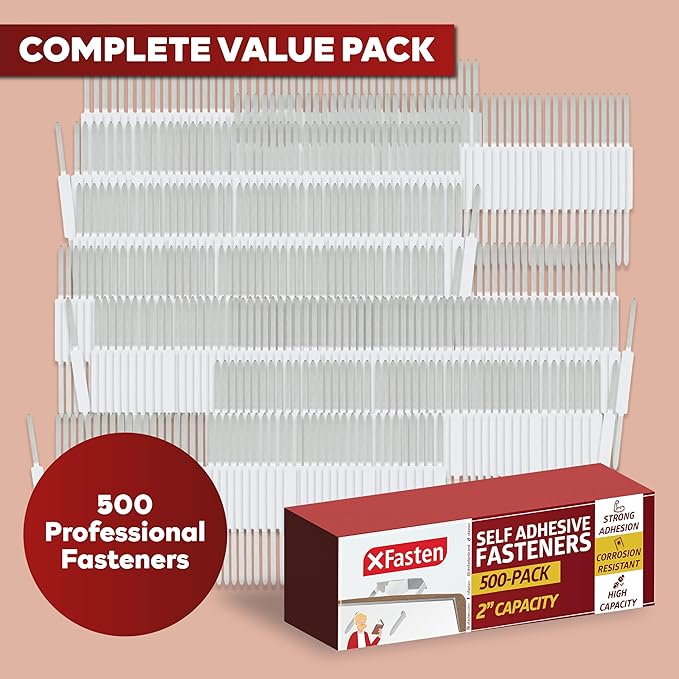 XFasten Self Adhesive Fasteners 2 Inch Capacity 500-Pack Archival-Grade Two Prong Paper Fasteners 2 Inch for Metal File Fastening, Folders, Medical Reports, Thick Paper Stacks, and Folder Accessories