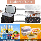 Expandable Insulated Lunch Box, Double Deck Lightweight Large Lunch Bag Tote Leakproof Cooler Bags for Women Adults Work Outdoor Picnic Daytrip, Polka Dots, 16L