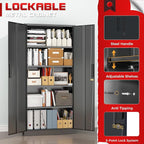 Superday Metal Garage Storage Cabinet with Lock, 71" H Lockable Storage Cabinets with Doors and 4 Adjustable Shelves, Locking Cabinet for Office, Home, Garage, Gym, School (Black)
