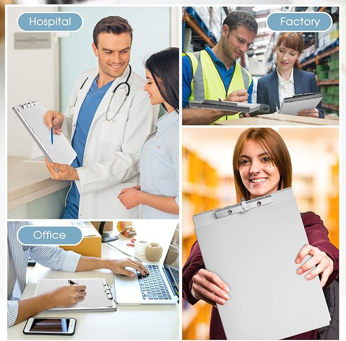 Henoyso Metal Storage Clipboard Bulk Heavy Duty Aluminum Clip Board for Teacher Contractor Medical Construction Office School Classroom, 12.6x9.2x1 Inch, Fit Letter Size 8.5x11 Inch Paper (2 Pcs)