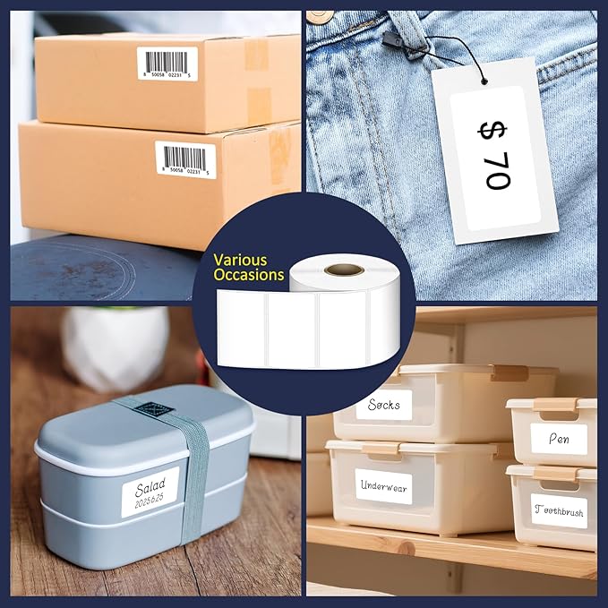 L LIKED 2.25" x 1.25" Direct Thermal Labels, Permanent Adhesive Barcode Address Label & Compatible with Rollo, Zebra and Other Desktop Printers (12 Rolls, 12000 Labels)