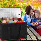 Maxcheck 2 Pcs Insulated Bags for Food Delivery XXXL Large Capacity Hot Grocery Tote Bag Reusable Warming Pizza Catering Carrier for Commercial Travel Lunch Shopping Gifts (Red Edge)