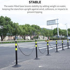6 Pack Traffic Delineator Post Cones with Plastic Chain Crowd Control Barriers - Expandable 40" Traffic Control Cones, 6 x 6.6 Ft Chains for Indoor & Outdoor Use (Black-Rubber Base)