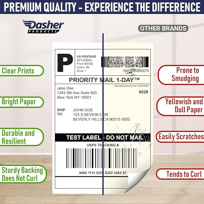 Thermal Shipping Labels 4x6, 1000 Labels/2 Stacks (500 per Stack) Commercial Grade with Permanent Adhesive, Fanfold Direct Thermal Printer Label Compatible with Zebra, Rollo, iDRPT, Polono, MUNBYN
