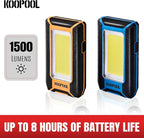 2-pack Magnetic Work Light, Rechargeable LED Flashlight, Portable Lights, 40w 1500 Lumens, 6500k, Metal Hanging Hook, 3 Lighting Modes for Car Repairing, Camping, Hiking, Fishing, Backpacking