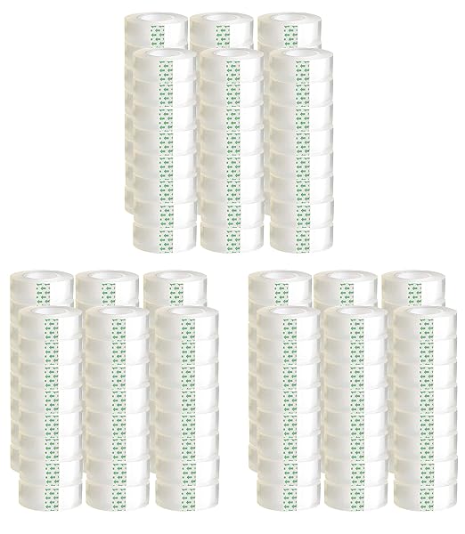 144 Pack Clear Tape Transparent Tape Refills Rolls Each Roll 3/4 x 1000 Inches, 1 inch Core, for Office, Home, School