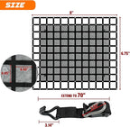 Heavy Duty Truck Cargo Net with Mesh, 6.75 ft x 8 ft 1500LBS Capicity Stretchable Truck Bed Cargo Net with Straps & Cam Buckles & J-Hooks for Pickup (81" x 96")
