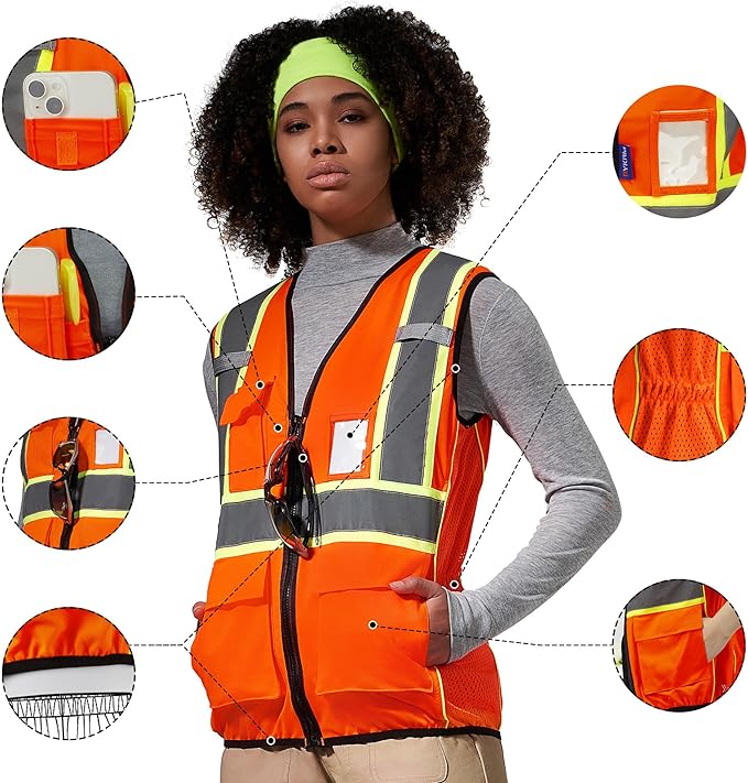 AYKRM Custom Logo Personalised Printed High Visibility Reflective 2 two tone work construction Safety Vest