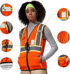 AYKRM Custom Logo Personalised Printed High Visibility Reflective 2 two tone work construction Safety Vest