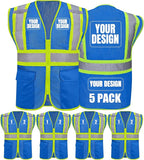 BeautyWill Custom Safety Vest Customized Logo Class 2 High Visibility Reflective Vest with Pockets Construction workwear