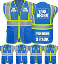 BeautyWill Custom Safety Vest Customized Logo Class 2 High Visibility Reflective Vest with Pockets Construction workwear