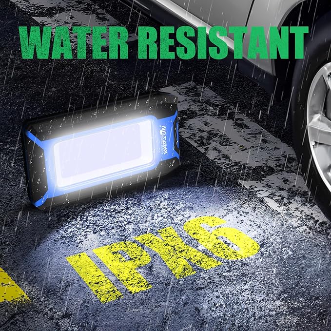 WARSUN LED Work Light Rechargeable, Magnetic COB Portable Worklights, 40w 1500 Lumens,Metal Hanging Hook 3 Lighting Modes, Job Site Lighting for Car Repairing,Camping,Hunting Repairing, Blue