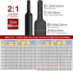 Chanzon 2:1 Ratio 3-5/32" (80mm) Heat Shrink Tubing 3.3Ft Roll (1M Total Length) Black Polyolefin Sleeving Wrap Shrinking 2 to 1 1pcs