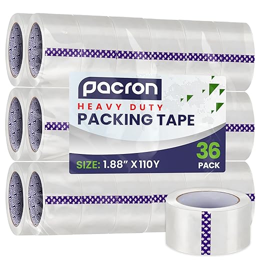 Clear Packing Tape - 36 Heavy-Duty Wrapping Tape - 110-Yard Length, 3960 Total Yards 1.88-Inch Wide Strong Adhesive Rolls for Moving Boxes, Office Packaging, Storage Organization & Warehouse Shipping
