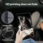 Car Registration and Insurance Holder, Leather Car Glove Box Organizer, Cool Car Accessories for ID, Driver's License Cards & Essential Document,business cards,Men&Women,Brown Cat and Book