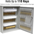BankSupplies STEELMASTER 110 Key Cabinet - Single Lock Control Key Box - Welded 22 Gauge Steel Construction - Scratch Resistant - Write-On Key Tags for Easy Identification
