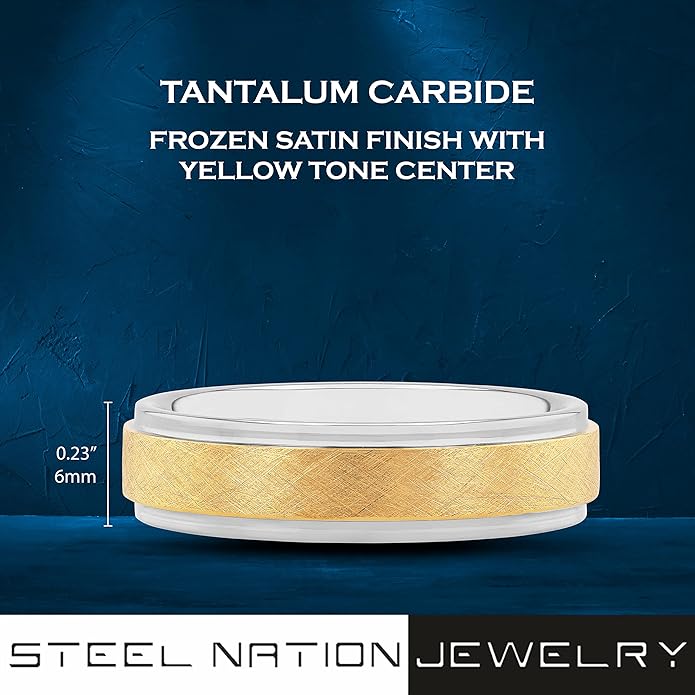Men's 6mm Tantalum Carbide Contemporary Bands - Choice of Designs with Step Edges