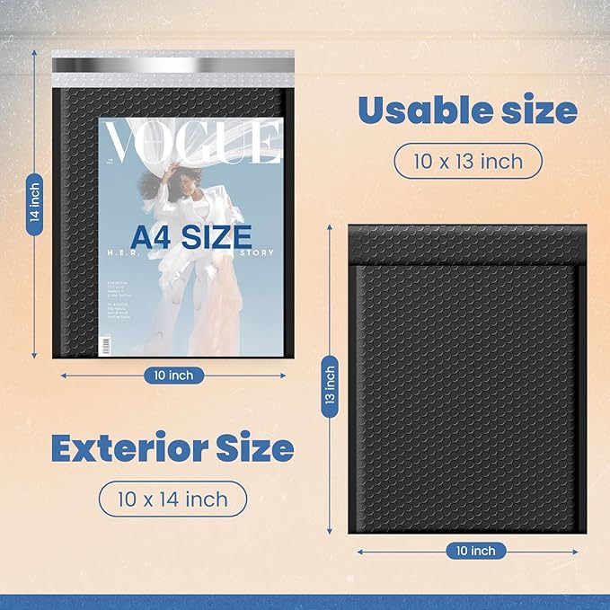 Fuxury Bubble Mailers 10x13 Inch Black 500 Pack Bulk Padded Envelopes Thick Mailing Envelopes Bubble Opaque Padded Mailers Shipping Bags for Mailing Book Makeup Small Business