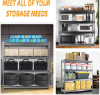 The Atlas 72" W Heavy Duty Garage Shelving Load 8000 Lbs, 4 Tier Metal Storage Shelves, Adjustable Industrial Steel Rack for Warehouse Basement Shop, 72" W x 24" D x 72" H, Grey