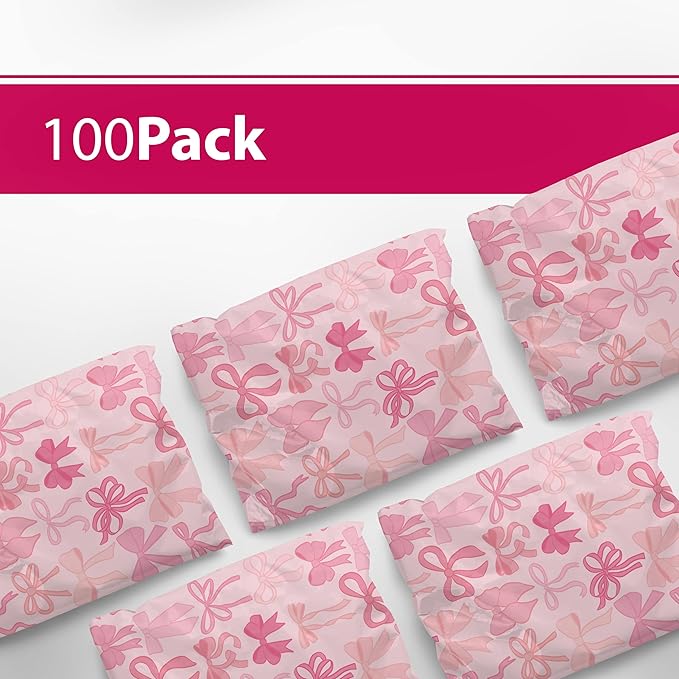 6x9 Poly Mailers – Coquette Bows Design – Waterproof, Tear-Resistant Shipping Bags with Adhesive Seal – 100 Pack – Package Mint