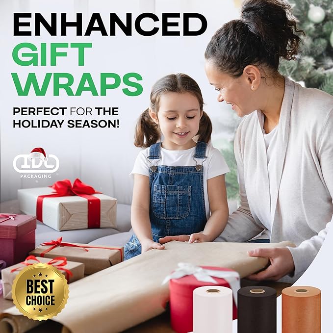 White Paper Roll 18" x 2160" (180 feet) - USA-Made Quality White Kraft Paper 50lb Thickness for Packing, Moving, Shipping & Crafts/Arts - 100% Recyclable Natural Wrap Material by IDL Packaging