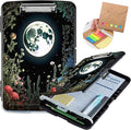 Clipboard with Storage,Heavy Duty Plastic Storage Clipboard with Low Profile Clip,Teacher Must Haves,Office Supplies,Grass Flowers Moon Star