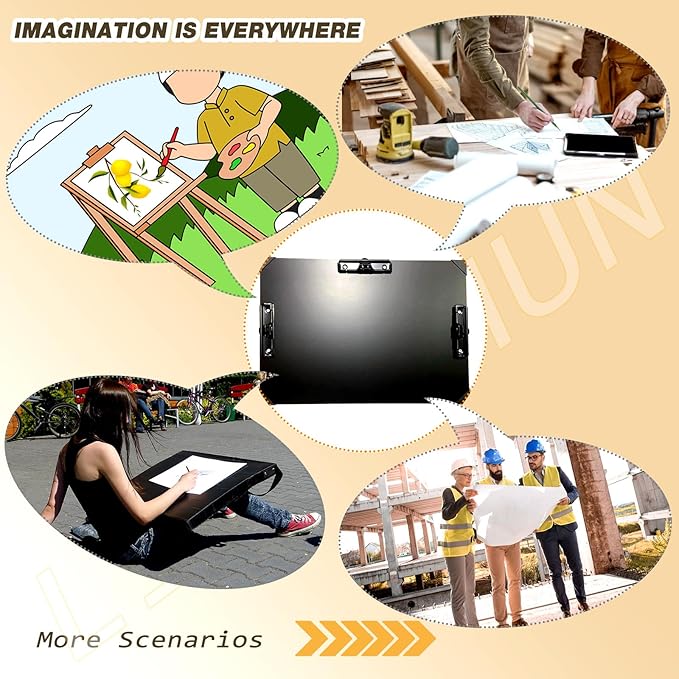 Three Black Clip Aluminum 11x17 Clipboard Metal Stainless Hangable Clipboards Art Pen Holder Extra Large Clip Board for Business Medical Professionals Workshop (Black, A3-3Clip)