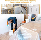 Pre-Taped Masking Film 3 Pack Each 118in x 65 feet Rolls, Tape and Drape, Painters Plastic Sheeting Drop Cloth for Automotive Painting Covering, House Decoration Furniture Floor Dustproof Cover