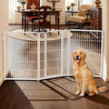FXW Dog Gate Extra Wide Designed for Indoor Use, Adjustable Width Up to 83-inch Wide (40" H 3 Wire Panels for Medium and Large Dogs), White