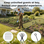 10Pcs No Dig Garden Fence, 40in(H)/24ft(L) Rustproof Metal Dog Fence Outdoor for Yard, Tall Animal Barrier Pet Fencing, Border Panel for Dog, Rabbits, Patio, Flower Bed, Garden Decor