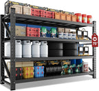 75" Wide Industrial Storage Shelves, 9000LBS Garage Shelving Heavy Duty, Standing Shelf Units, 4 Tier Metal Adjustable Storage Shelving Rack for Shop Warehouse Basement, 75'' W x 24''D x 70'' H