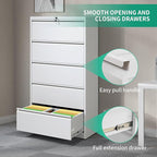 5 Drawer Lateral File Cabinets with Lock Office Filing Cabinet Steel Storage Cabinet Wide Horizontal Filing Metal Cabinets for Files Legal/Letter/A4 Size Assembly Required Assembly Required