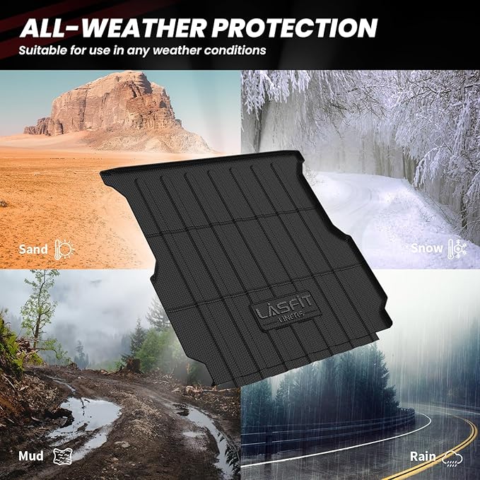LASFIT Bed Mat for Rivian 2022-2026 R1T (4.5FT/4.5'Bed) Truck Bed, All Weather 4.5 ft Pick up Bed Liner for Rivian R1T Accessories, TPE Trunk Mat&Bed Liner (Not Fit Drop-in Liners)