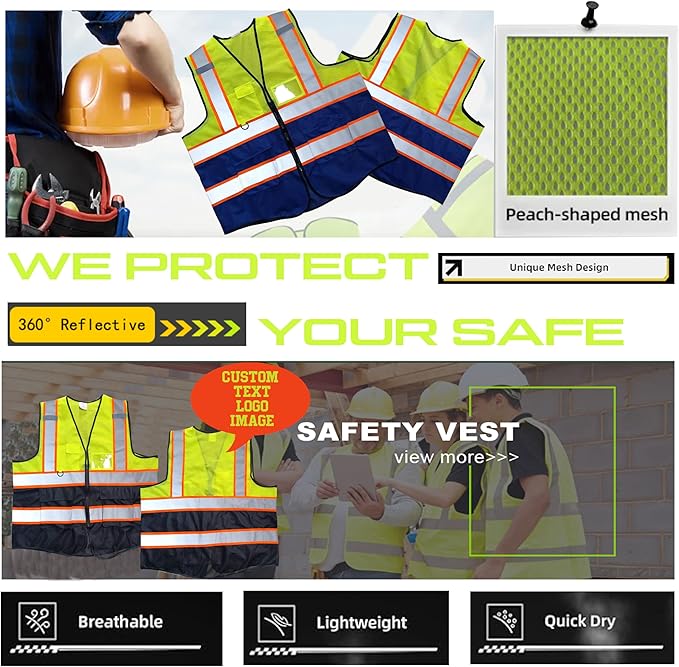 Personalized High Reflective Safety Vest Custom Hi Vis Safety Vest Men Women Construction Workwear Security Vest