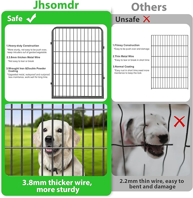 Decorative Garden Fence with Gate, 40 in(H) x 54 ft(L) Rustproof Metal Fence Panels No Dig Fence with Full Panel Gate, Dog Fence Outdoor for Yard, Animal Barrier Garden Fencing for Yard