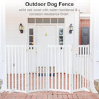 36" Height Extra Tall Freestanding Pet Gate, Solid Wood Folding Safety Fence Wooden Dog Gate with 2 PCs Support Feet Ideal for Stairs, Doorways, Halls, Kitchens, Heavy Duty Gates, 4 Panels, White