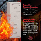 FireKing Turtle Vertical 4 Drawer Legal and Letter Fire Safe File Cabinet with Key Lock, 1 Hour Fire Rated, UL Rated & Water Resistant Home Safe, Filing Cabinet, Made in The USA, Platinum