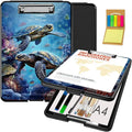 Clipboard with Storage,Office Supplies Nursing Clipboards Folder with Pen Holder Plastic Foldable Clip Board with Storage for Nurse Teacher,Turtle in Sea